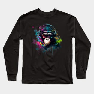 Ink Splash DJ Chimp Long Sleeve T-Shirt